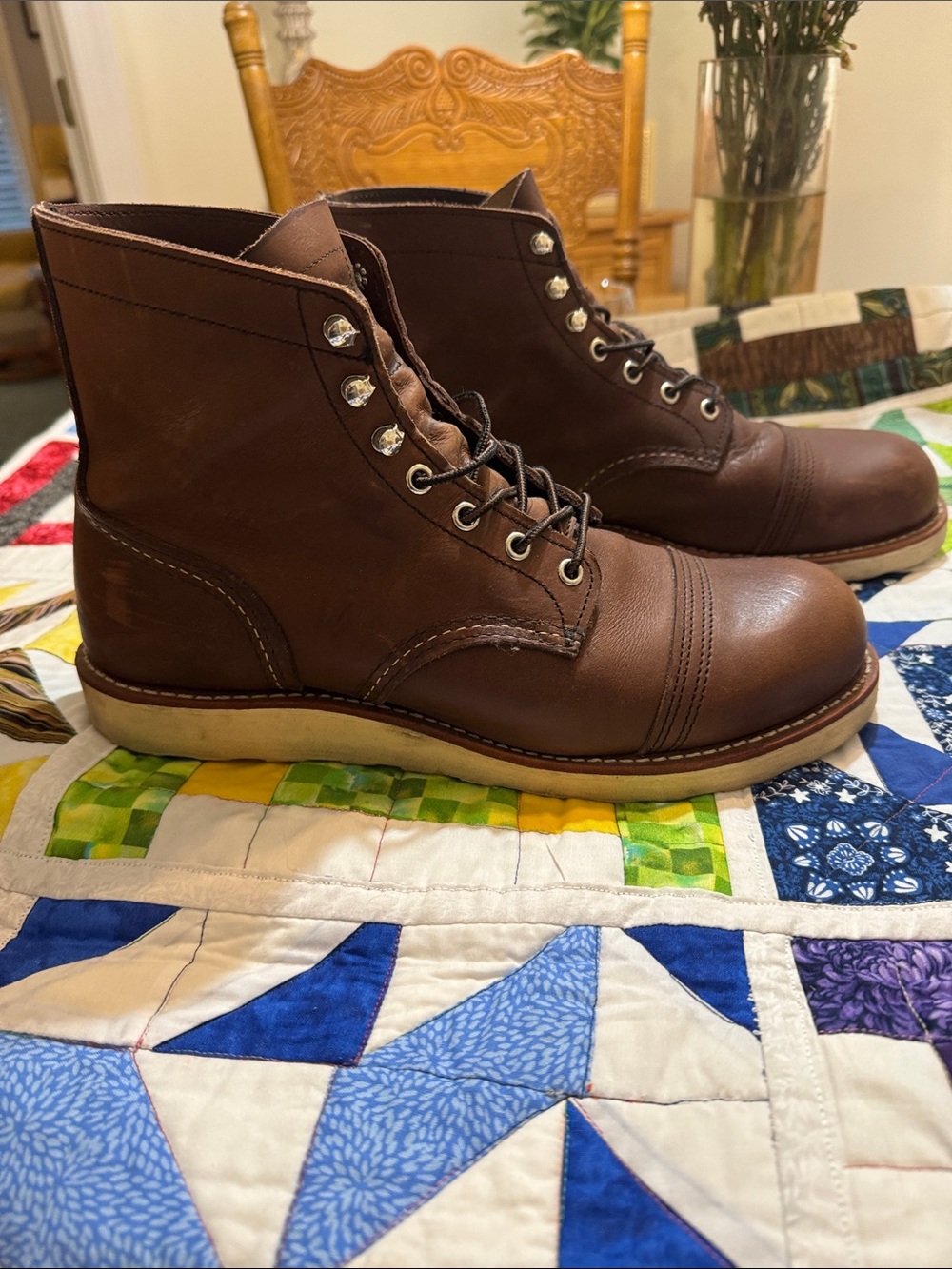 Men's Brown Leather Lace-Up Red Wing Boots Sz. 10 D very good Clean condition